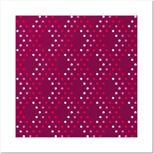 Valentine's retro polka dots 3D diamonds check burgundy Posters and Art